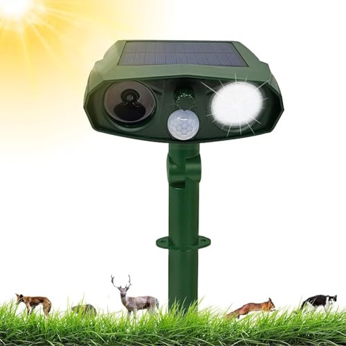 Katzenschreck Ultraschall, Solar Tiervertreiber Katzenvertreiber Wasserdicht mit LED-Blitz und Bewegungssensor, Ultraschall Tierabwehr für Garten, Waschbären, Hunde, Vögel, Schädlinge