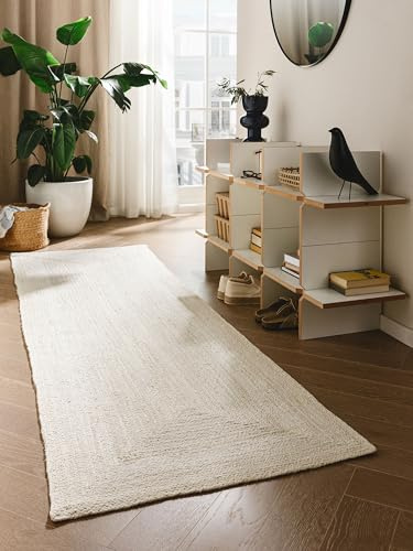 benuta Pure Alfombra Yute Jutta - Ivory 70x200 cm - Tejido a Mano para Dormitorio, Sala de Estar y Salon - Diseño Boho - Apta para Suelos radiantes