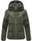 MARIKOO Damen Teddyfleece-Jacke warme Gesteppte Plüschjacke in angesagtem Materialmix mit Kapuze Kaguraa 16 Olive Gr. L