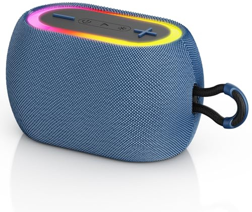 Tisco Cassa Bluetooth Portatile da 20W con Cinturino, Bluetooth 5.3, Suono Stereo a 360°, TWS, 24 Ore di Autonomia, Luci RGB, Ingresso AUX/TF, Impermeabile, Ideale per Casa, Feste e Esterni (Blu)