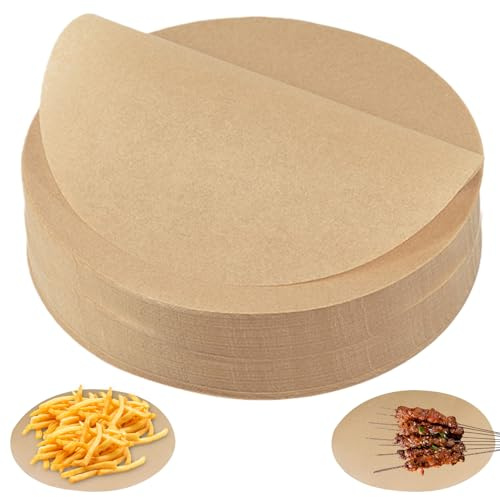 300 pezzi di carta da forno rotonda: Ø 28 cm, carta da forno rotonda, resistente al calore, per friggitrice ad aria calda, pizza, forno, friggitrice ad aria, padella, barbecue, torte (marrone)