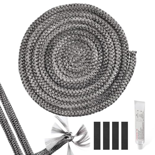 1 Pièces Joint Insert Cheminée Joint Vitre Insert Cheminée Joint de Cheminée Insert Joint Poele a Bois Joint pour Poele a Bois 12mm x 3m Joint en Fibre de Verre Joint d'étanchéité cheminée avec 4 Ruba