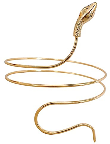 Hemobllo Bracciale da Braccio Serpente Aperto in Lega Oro, Polsino Gioiello da Donna Elegante per Feste, Matrimoni e Cerimonie, Accessorio Bigiotteria per Braccio Superiore Comodo