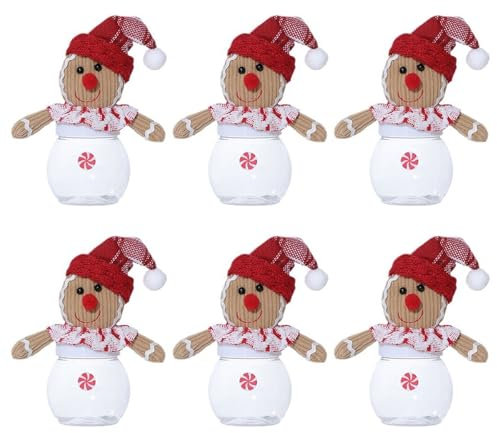 Whltzf Lot de 6 boîtes à bonbons de Noël en forme de bonhomme en pain d'épice pour cadeaux de vacances