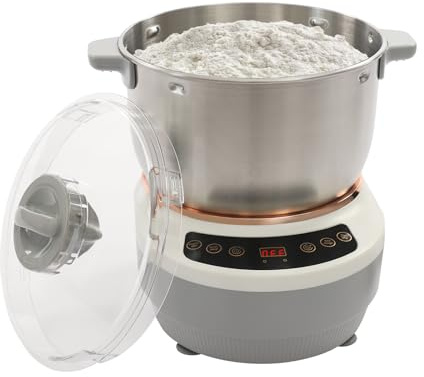 Loobiiny Fullautomatisk degtillverkare, degmixer med mätkopp och sked, jäsningsfunktion, 7l rostfritt stål deg- och mjölmixer med tryckknappar