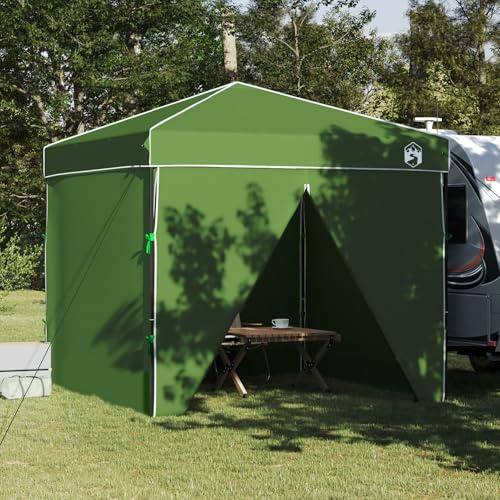 Gecheer Tente tonnelle verte 250 x 250 x 227/236/245 cm en tissu Oxford Tente de réception, chapiteau pour jardin, plage, famille, festivals, barbecues