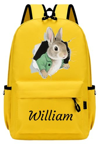 Genérico Mochila Infantil Personalizada con Nombre y Diseño, Mochila Escolar para Colegio, Mochila Bebe para Niñas/Niños de Guardería y Primaria 36cmx26cm​ (Amarillo)