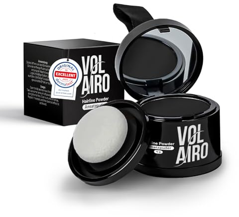 Volairo polvo para raíces – negro – 4 g – cubre raíces visibles, canas y zonas despobladas – maquillaje resistente al agua – apto para hombres y mujeres