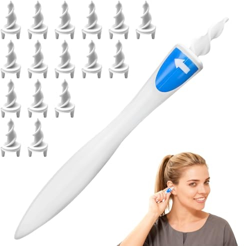 Sekfpnk Removedor de cerumen, limpiador de oídos en espiral de 360° hecho de silicona, con 16 puntas limpiadoras de oídos en espiral, limpieza de cerumen para niños y adultos