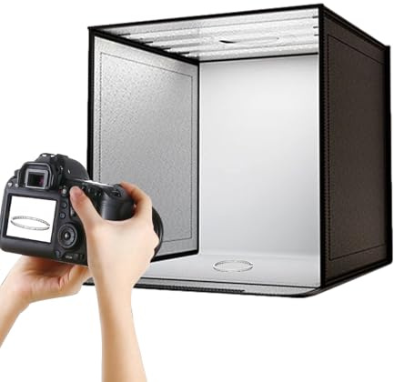Studiolåda – vikbart, dimbart LED- | fototält 44 x 44 cm för smycken | accessoarer, smink, handgjorda modeller, professionell fotografering