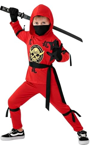 Dtiaagto Ninjago kostym barn pojkar, ovanlig ninjadräkt barn pojkar halloween ninjago-kostym