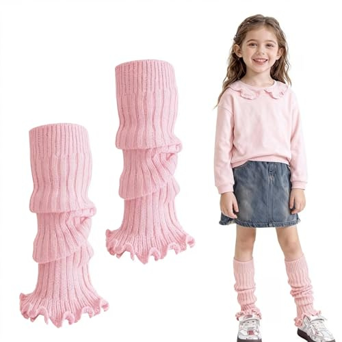 AffeGifts Scaldamuscoli Bambina Danza, Scaldacuore Bambina Rimani Caldo e Elegante Scaldamuscoli 80 Scaldatori a Maglia per la Caviglia per Gli Anni 80 Danza di Festa Sport Accessori per Yoga (Rosa)