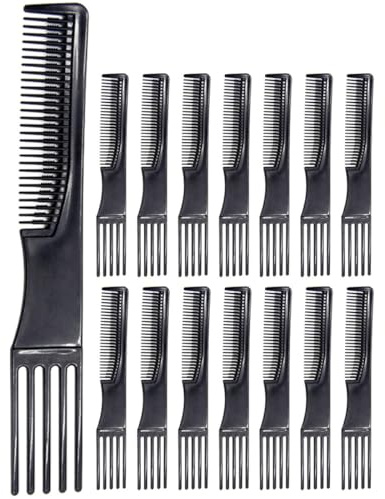 TOGEVAL Peines Cabello 15 Piezas Peine Elevador Peluquería para Peinar y Cardar Herramienta Ligera para Cuidado del Cabello Uso Profesional y Diario