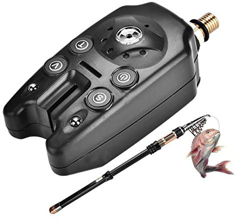 Dilwe Angeln Bissanzeiger, Wasserdicht Bissanzeiger mit LED Leuchtanzeiger Einstellbarer Ton, Empfindlichkeit Angelalarm