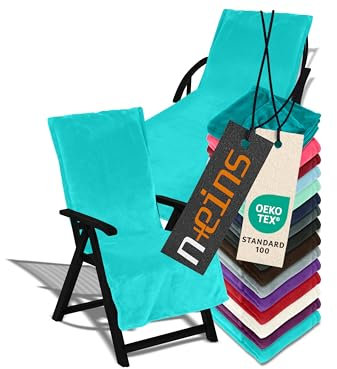 npluseins Auflage für Gartenmöbel - Schonbezug mit Kapuze - Flausch 1521.2199, Gartenliege ca. 70 x 200 cm, türkis