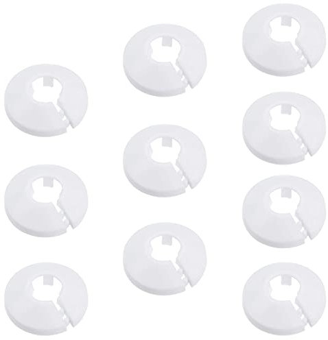NITAIUN 10 Pièces Colliers de Tuyau de Radiateur Couvercle Blanc Solide Pipe Plastique Décoration Cache Tuyaux Plomberie pour Tuyau de Chauffage D'eau 16 mm Rosace de Radiateur