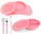 Twistshake Babygeschirr-Set – 6-teilig | 1x Baby-Silikon-Tischset - 1x Kinderteller - 1x geteilter Teller - 3x Lernbesteck aus Edelstahl | Geschirr für die Entwöhnung | 6 Monate+ | Rosa