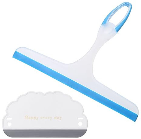 1 X Fensterabzieher Mit 1 X Creative Cloud Wischer, Mini-Glaswischer, Duschabtrennungswischer, Kunststoff-Reinigungsabzieher, Glasreinigungs-Gummiklinge, Geeignet Für Spiegel, Glasfenster