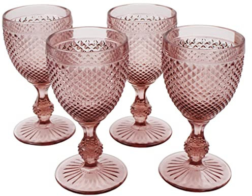 Bicos Wasserkelch aus rosa Glas, Set mit 4 Tassen