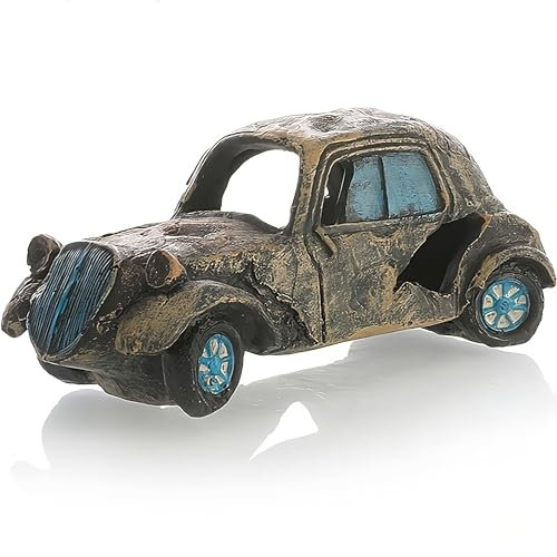 Movoja akvariedekoration – sjunken bil – för sött och saltvatten – oldtimer prydnad akvaristik