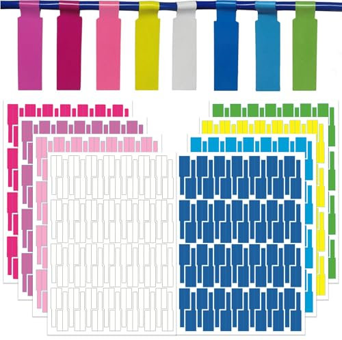 8 Farben 450Stück Kabelbeschriftung, Selbstklebende Kabeletiketten, Wasserdicht Reißfest, Kabelbeschriftung Clip, A4 Beschriften, für Laserdrucker Kabelbeschriftung