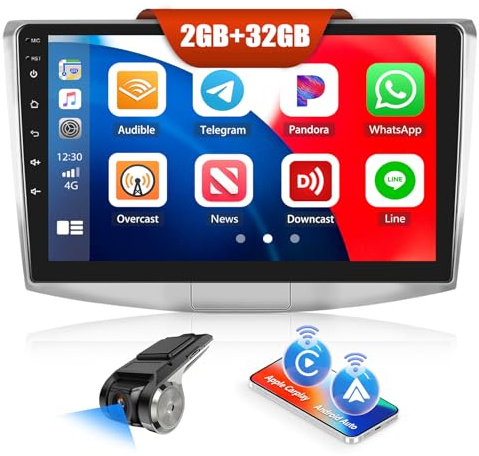 2G+32G SIXWIN Android 13 Bilradio för VW Passat B6/B7, Magotan och CC – 10,1 tum touchskärm med Apple CarPlay, Android Auto och MirrorLink, GPS, WiFi, Bluetooth, FM/RDS, USB och EQ