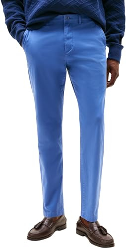 Tommy Hilfiger Uomo Pantaloni Chino Core Harlem Essential Twill Relaxed Fit, Blu (Angora Blue), 36W/34L