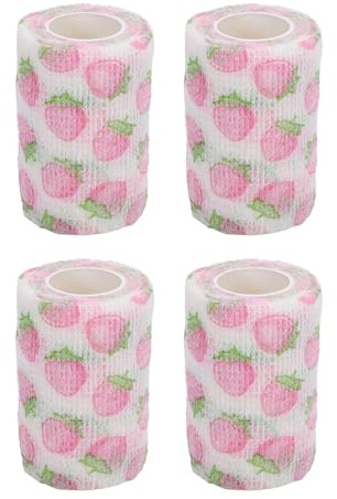 4 Roll Vet Wrap Bandage, 7.5cm / 3 Zoll Breit Selbstklebender Verband, Haftbandage Elastische Binde Fixierverband Tierarztband Tape Pferdebandagen für Katze Hund Pferd Handgelenk Knöchel Finger