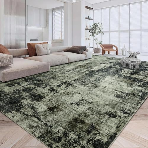 Imperial Rooms Abstract Grey Rugs Living Room Extra Large 240 x 340 Short Pile Area Rugs for Bedroom Machine Washable Non Slip Carpet for Kids Room Soft Vintage Design Boho Rug, Frost