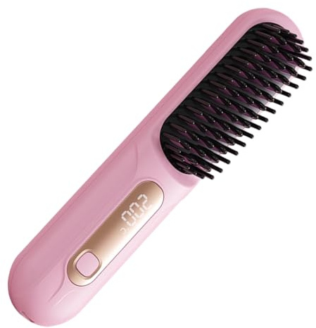 Plancha Para El Cabello Sin Cable,Plancha Para El Pelo Portátil Con LED Y 3 Niveles De Temperatura,Peine Eléctrico Sin Cable | para Peinado Rizado Viaje Hogar Salón Chicas Fiesta Negocios