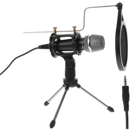 TOYANDONA Micrófono de Condensador Negro X-1s con Trípode, Cubierta Anti-ruido y Placa Amplificadora, Kit para Grabación, Transmisión y Podcast en Computadora y Móvil