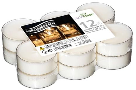 Villa Verde Jumboteelichte weiß ca. 8 Stunden Brenndauer XXL-Teelichte 2 cm hoch
