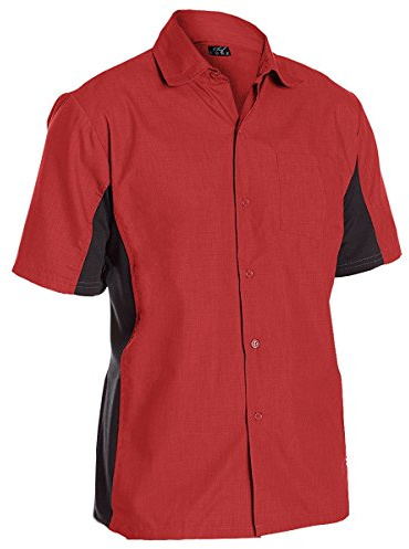 Utility Work Shirt with Button Front and Vent Side Panels (L, Red)