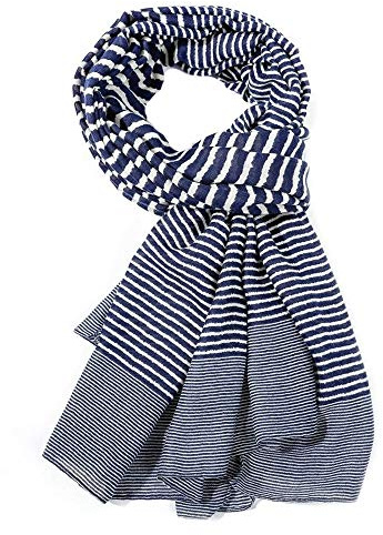 LilyRosa Womens Navy Blue White Stripe Scarf Summer Wrap