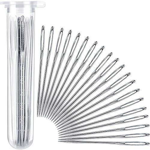 Lot de 20 aiguilles à coudre pour projets de cuir avec bouteille transparente 7 cm