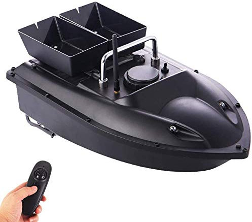 HXZB Smart Fishing Bait Boat, Double Hopper Night Light RC Fishing Gear Boat 1.5Kg Loading 500M Remote Control Nesting Speedboat