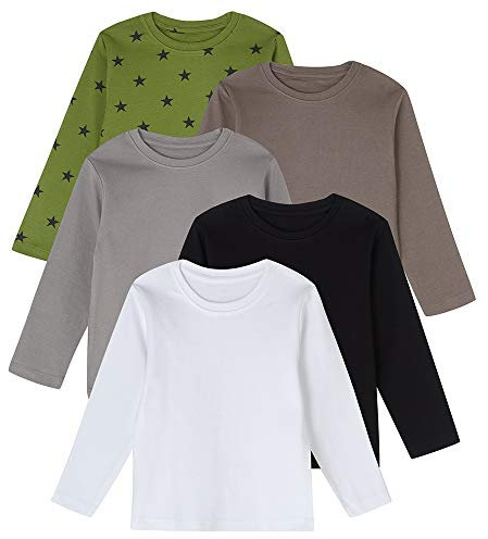 Lovjoy Baby/Toddler/Kids Long Sleeve Cotton T-Shirts Unisex (Multicolour (White,Black,Grey,Brown,Green), 18-24 Months)