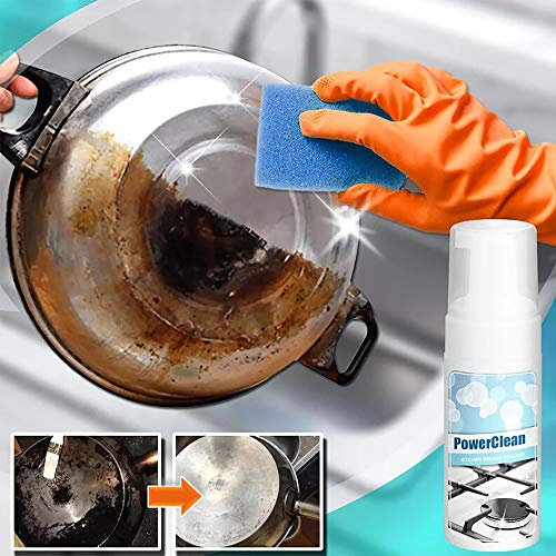 Detergente per grassi da cucina Spray, Detergente per schiuma multiuso Sgrassatore per impieghi gravosi, Spray detergente multiuso senza risciacquo, Rimuovi macchie per pentole, Padelle (100ML)