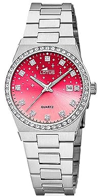 LOTUS Montre Femme Analogique en Acier Inoxydable 316l Argenté | Mouvement à Quartz, Verre Minéral Haute Résistance, Étanche 10 ATM, Calendrier, Special Prices 18885/2