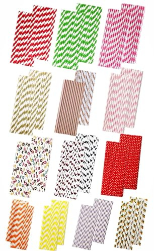 Lot de 720 pailles en papier écologique et biodégradables colorés pour fêtes, barbecue ou anniversaire