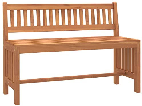 vidaXL Gartenbank, Sitzbank mit Rückenlehne Lattenrost-Design, Holzbank für Balkon Terrasse Garten, Bank Parkbank, 110cm Massivholz Eukalyptus