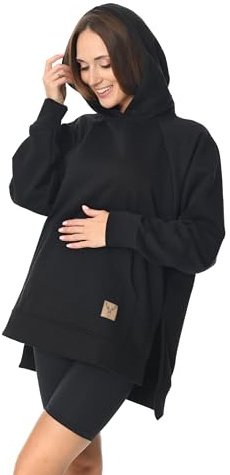 MijaCulture Maglione premaman 2 in 1 per allattamento e premaman Stella M014, Nero , XXL