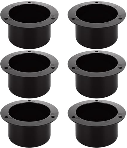 LOYORTY 6PCS 3 Inch Duct Connector Flange, Plastic Straight Pipe Flange, ABS Ventilation Ducting Connector for Heating Cooling HVAC Ventilation System, Black