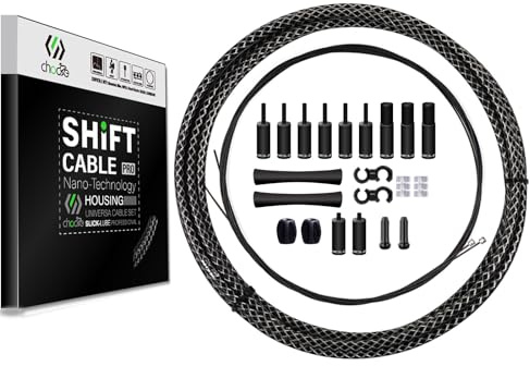 CNCLOL Mountain Bike Gear Cable Set,MTB Shift Cable, Bike Shifter Cable Housing Coated Braided & Teflon Inner line Derailleur Cable for Bicycle/BMX/Road（Black/Gold/Silver/Titanium Silver）