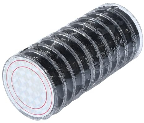 UR URLIFEHALL 10 Rolls Flat Elastic Stretch String Cord 0.8mm Black Elastic String Bead Cord for DIY Craft Jewellery Hanging Decor 10m/Roll