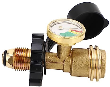 Pressure Gauge Adapter for Gas Tank Connection, Brass Connector with Threaded Mounting for LPG Meter, 5-100lb Gas Tanks, QCC Compatible