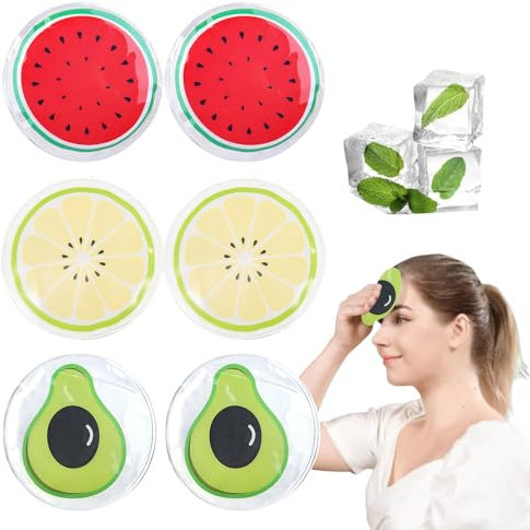 Discos Gel Frío,Bolsa Gel Frío y Caliente para Ojos,Paquetes de Hielo,Paquete de hielo para niños,almohadilla de refrigeración de gel caliente o frío,6pcs