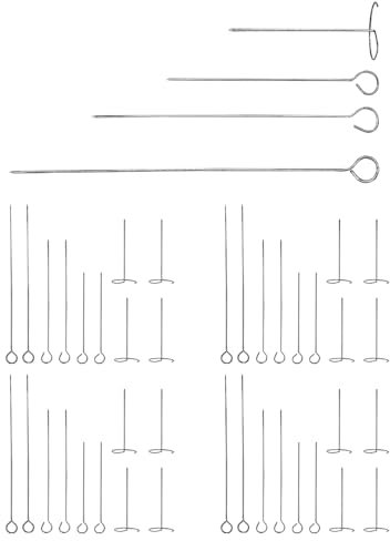 ONEBO 50 Brochettes Inox,Choix de Barbecue Réutilisable,Vertical Brochette For Brochettes Pour Air Fryer,Oven Hanging Skewers,Brochettes Pour Barbecue,4 Tailles Différentes,pour BBQ(Circulaire)