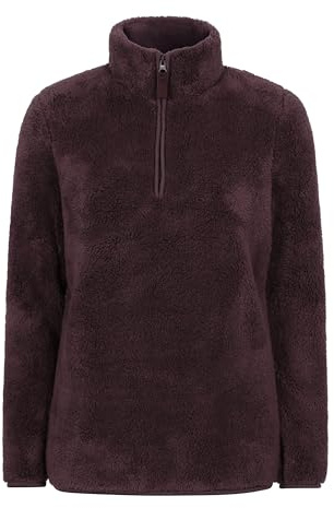 Mountain Warehouse Teddyfleecejacke für Damen -warmes und kuscheliges Damen-Sweatshirt, Oberteil mit halbem Reißverschluss, Leichter Pullover, Antipilling-Fleece, Winter Braun Damengröße EU 50
