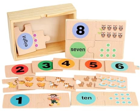 Matematiska pussel, pedagogiska leksaker i trä för att lära sig räkna | Interaktiva spel för lärande i förskola och för pojkar och flickor